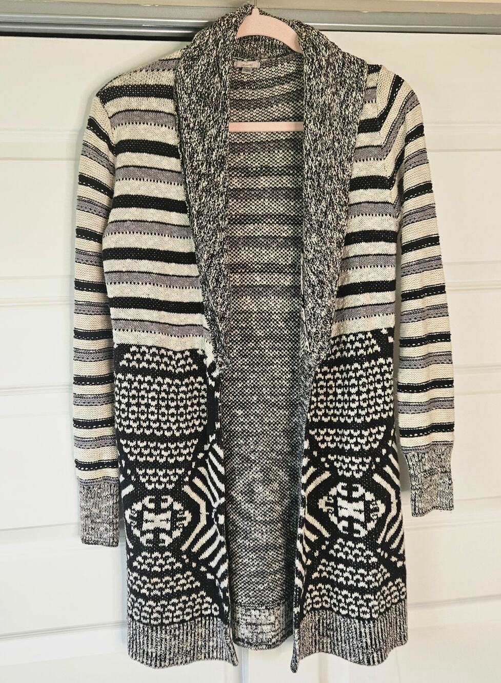 Ecote Geometric Striped Aztec Boho Duster Cardigan S